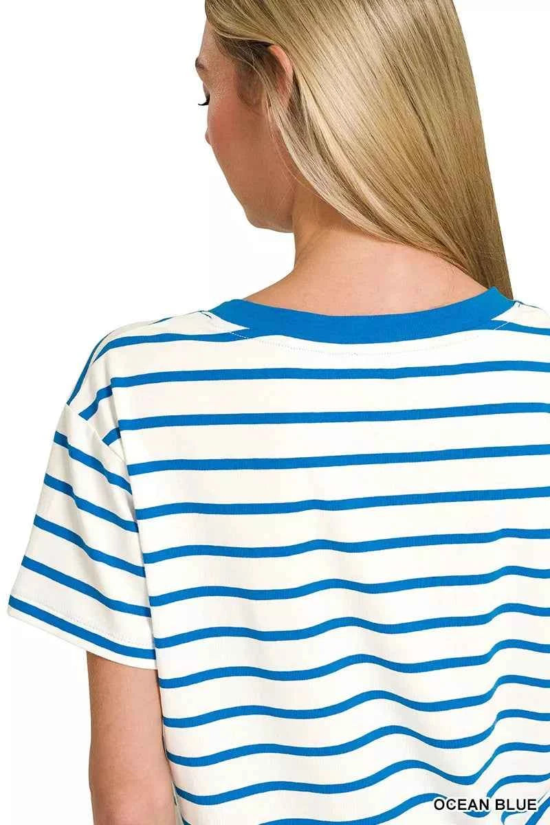 Zenana Striped V-Neck Short Sleeve T-Shirt 67ed215dfa71464e932376795771188b-Max-Origin
