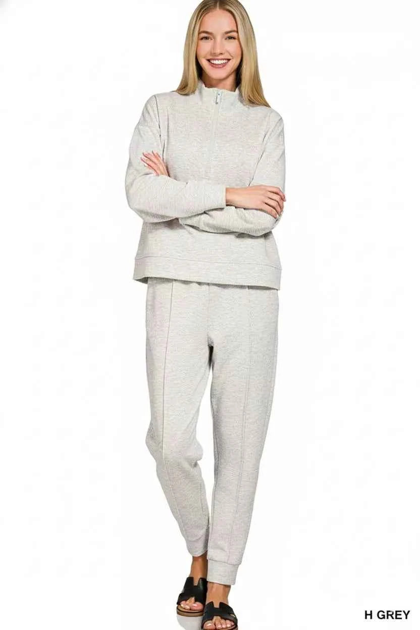 Zenana Scuba Half Zip Pullover and Jogger Set 67fd85bb-1dad-4768-8ded-f13760927200-Max-Origin