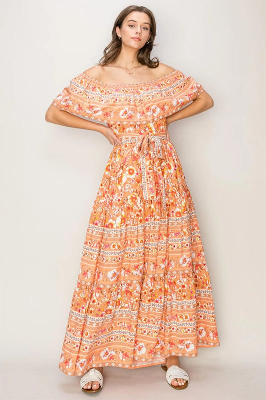 Floral Off-Shoulder Tie Front Maxi Dress 67fdcbf8-2a98-4780-bf32-44ae4fa3c6ad-Max