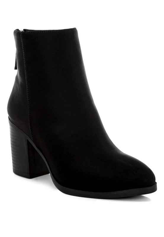Veyara Lycra Block Heel Ankle Boots Black 67fed355-6187-4fe8-88dd-374e5dc45566