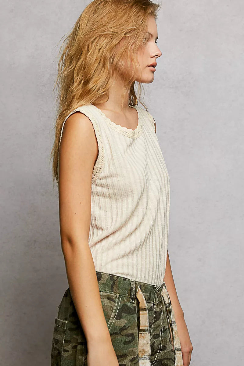 POL Ribbed Round Neck Tank with Lace Trim 680288e4-e601-43db-8bda-f75c7bc8cc16-Max-Origin