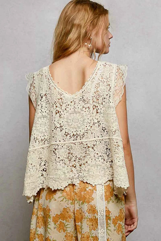 Lace Trim Openwork V-Neck Crochet Tank with Scalloped Edge 68043a9e-4e21-4a42-9436-9ce6bb64d728-Max-Origin