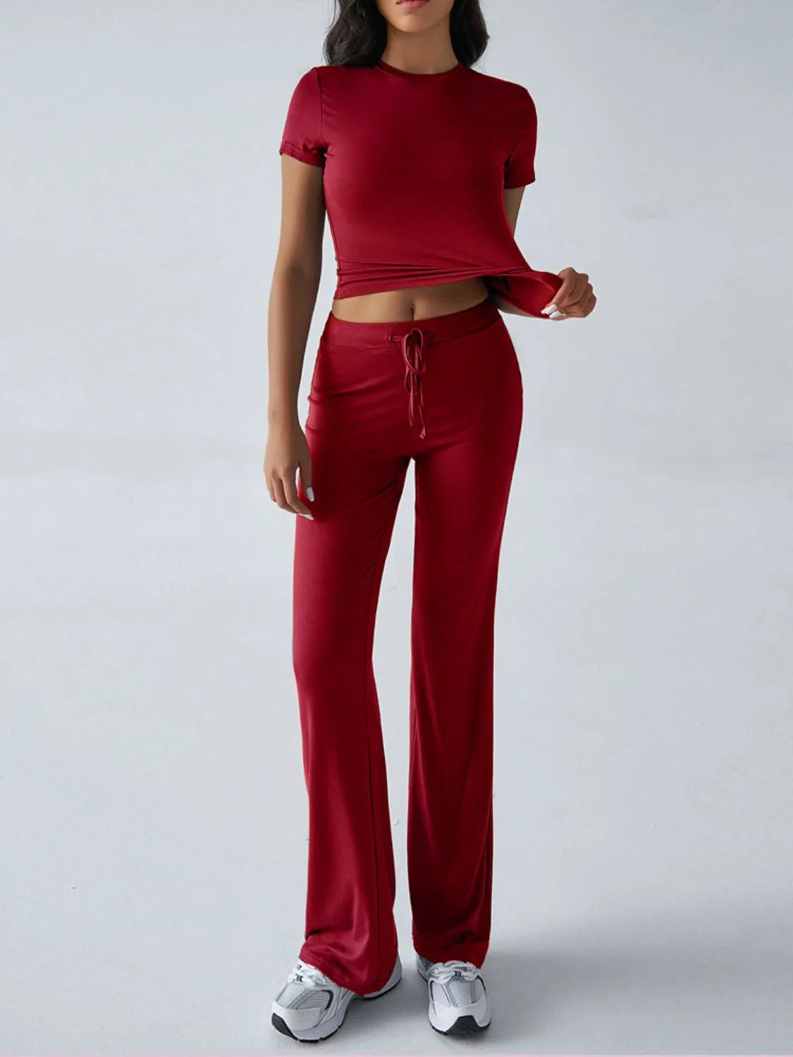 Round Neck Short Sleeve Top and Pants Set 68312d2c-9e4f-48aa-a0e2-228363400bd2-Max-Origin