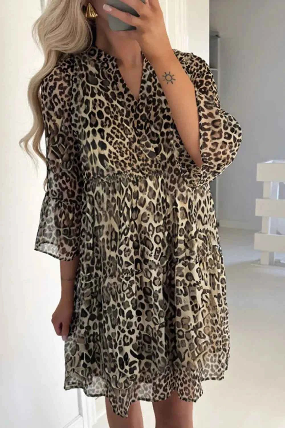 Leopard Print Relaxed Fit Notched Dress Leopard 685b7443-3d7c-420a-a3e0-c3ca2d215676-Max-Origin