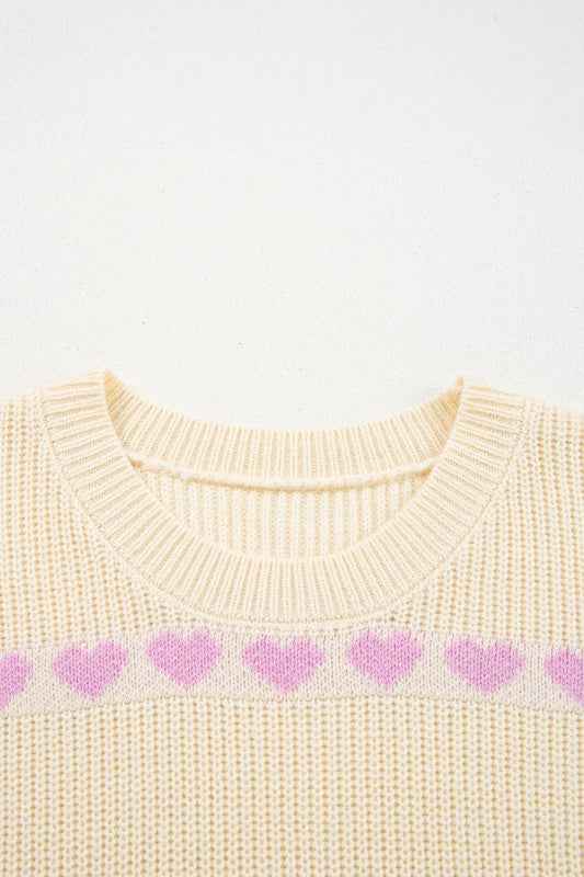 Valentine Heart Ribbed Knit Crewneck Sweater 685e26c3-8b7c-4b9d-823a-4359e8cb4102