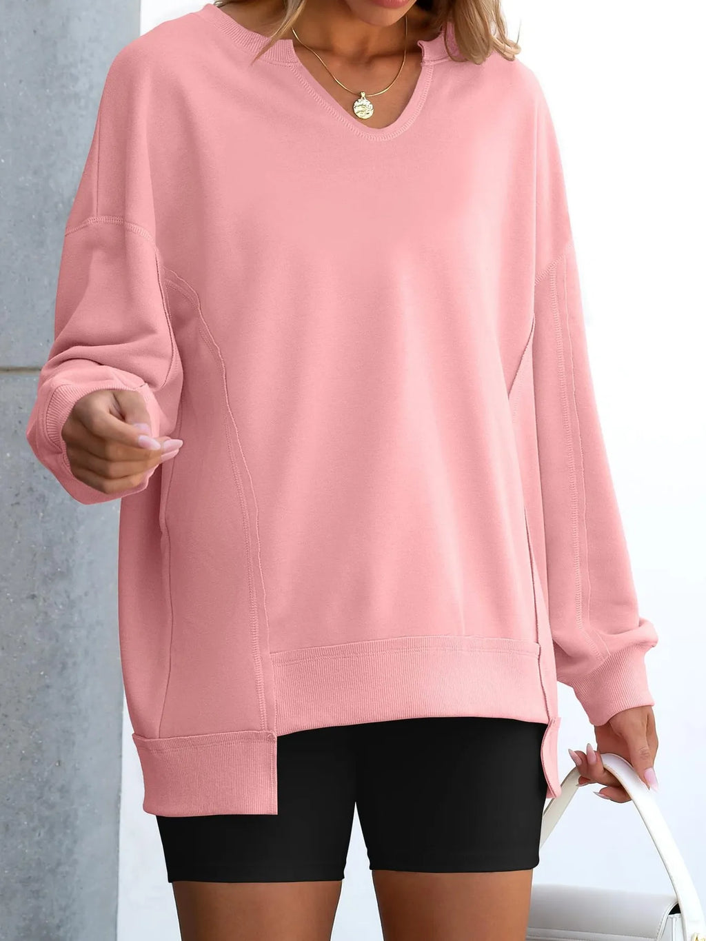 Notched Long Sleeve Oversized Sweatshirt 686faad30be84c5bb0916b062c2174b4-Max-Origin