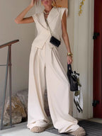 One Button Blazer & Wide Leg Pants Set 6870c4b8-d482-48bb-9107-7b7be328e103-Max