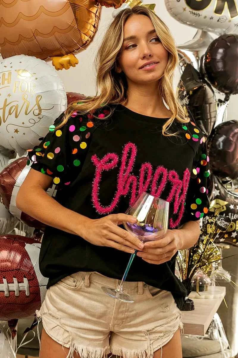 BiBi Metallic Letter Spangle Raglan Puff Sleeve Top 6876733f702d454bb7756bb1cffc52da-Max-Origin