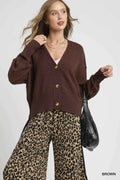 Umgee Button-Front V-Neck Knit Cardigan Brown 68777006-c3ca-41fa-8b03-b83e37c0d8da-Max-Origin
