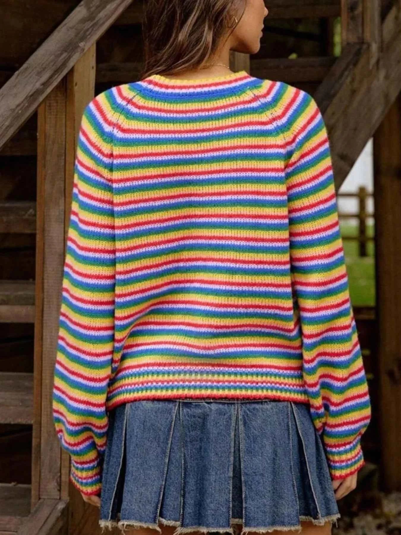 Rainbow Striped Pullover Sweater