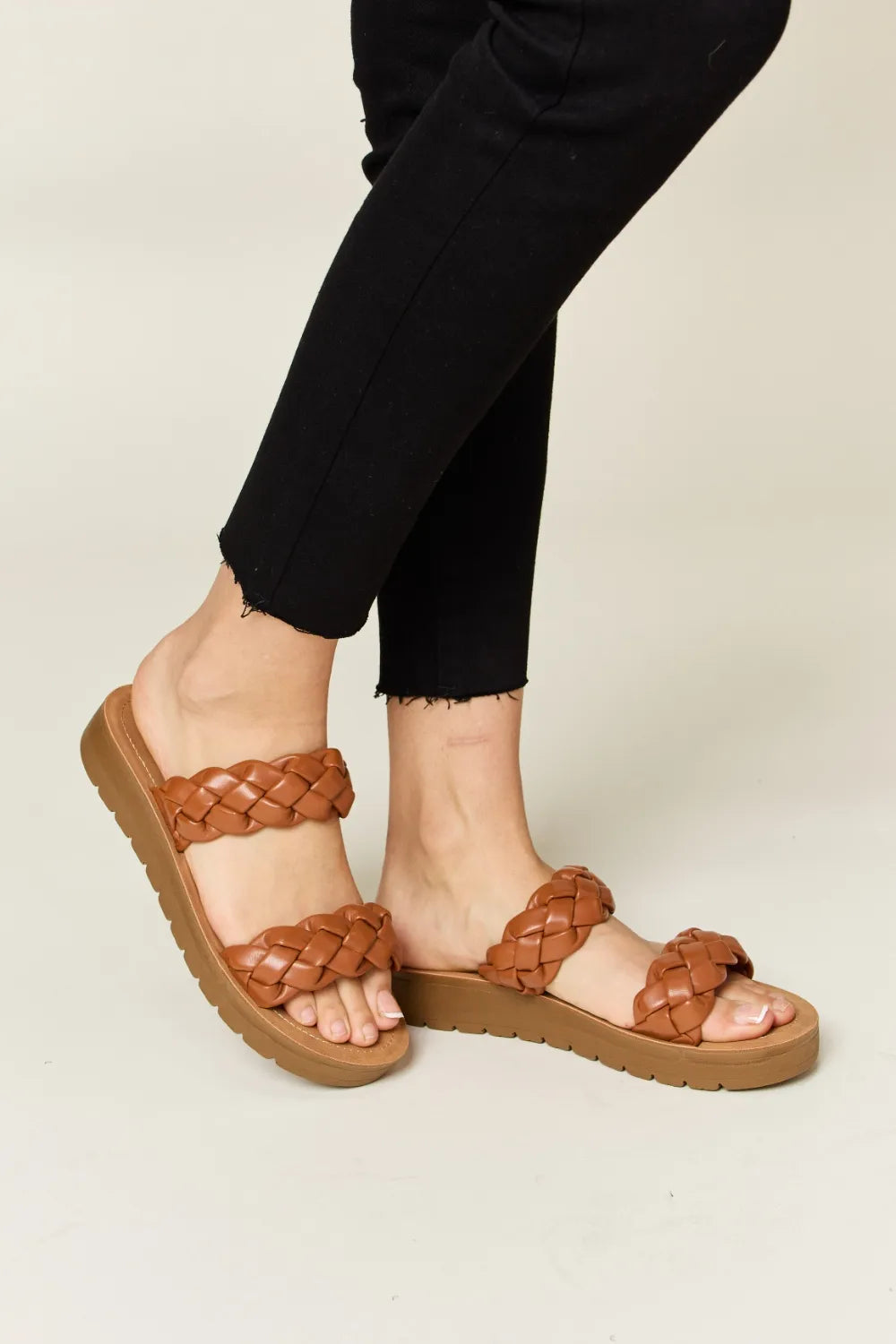 WILD DIVA Woven Dual Band Platform Sandals Whisky 687c1b80-b658-405e-a2f4-b2244bb8265e-Max