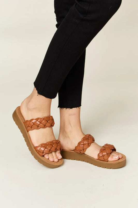 WILD DIVA Woven Dual Band Platform Sandals Whisky 687c1b80-b658-405e-a2f4-b2244bb8265e-Max