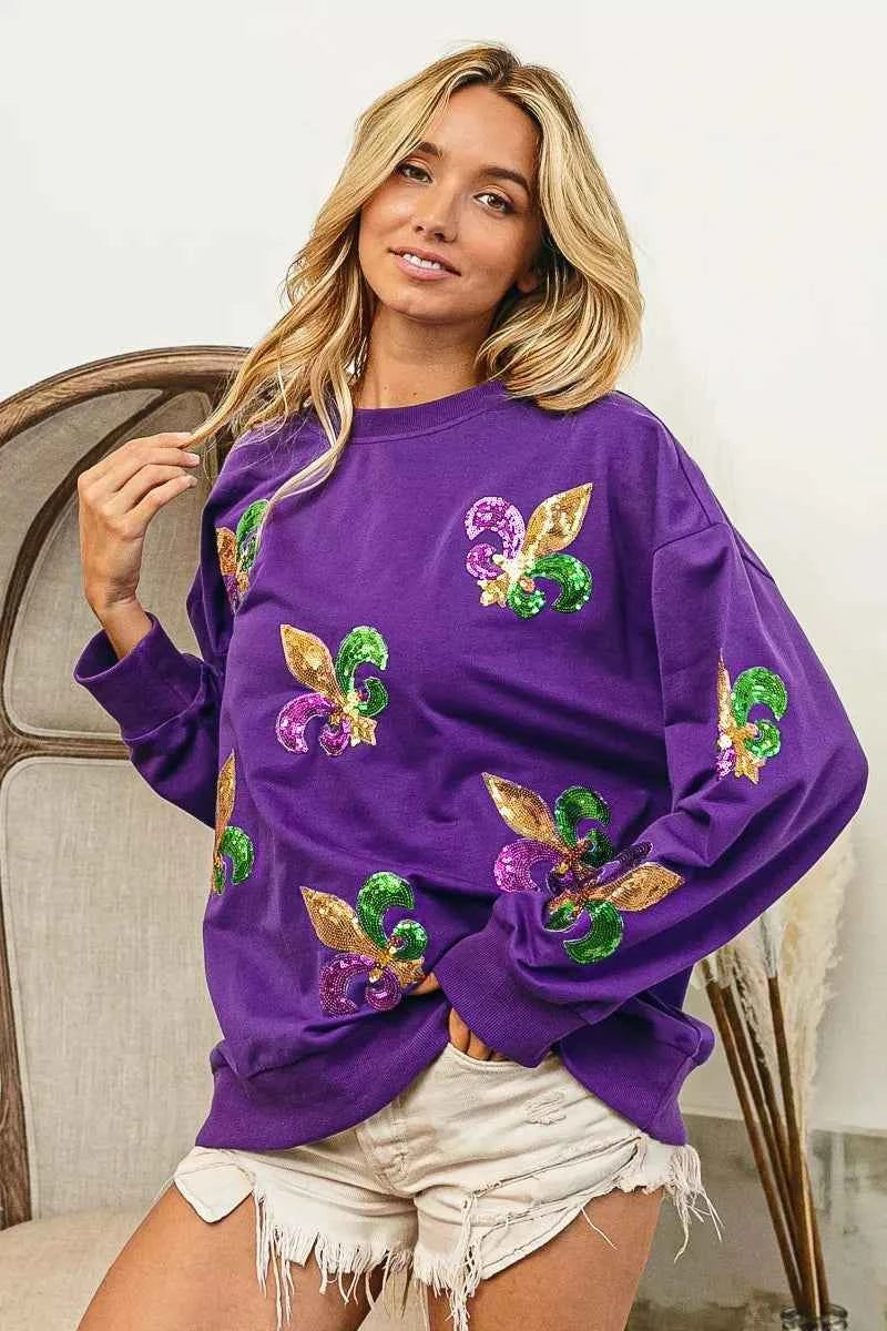 BiBi Fleur De Lis Sequin Patches Mardi Gras Sweatshirt 688085c0931146e98fa4c732d654690b-Max-Origin