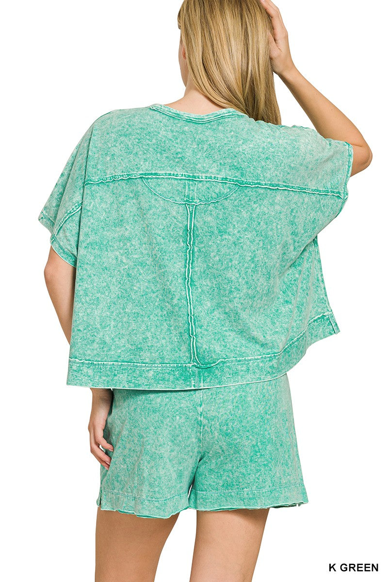 Zenana Halo Snow Washed Boxy Top & Shorts Set 68984f083fab40598f2e8671a082ca96-Max