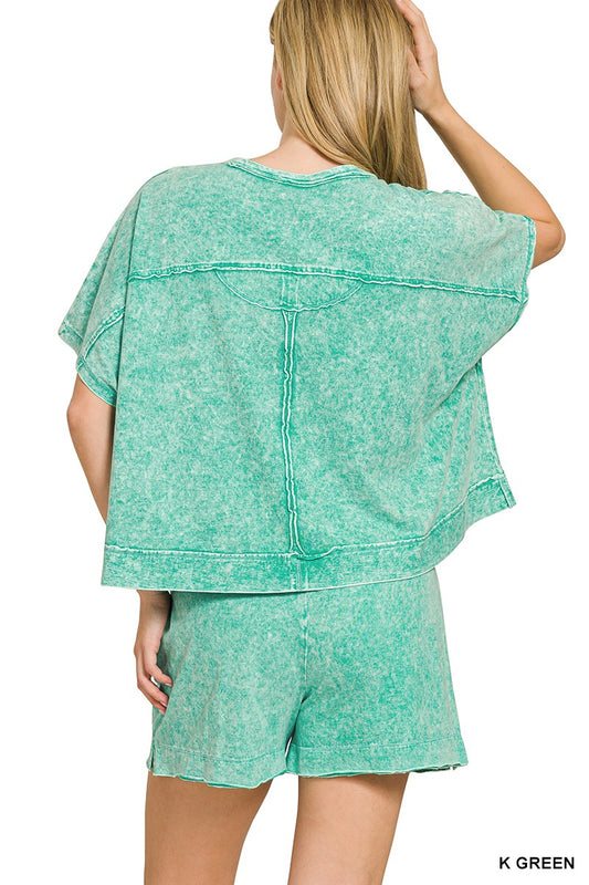 Zenana Halo Snow Washed Boxy Top & Shorts Set 68984f083fab40598f2e8671a082ca96-Max