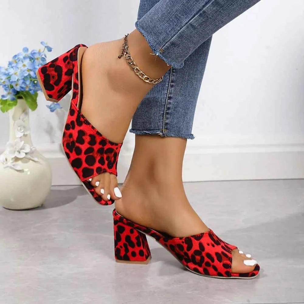 Leopard Block Heel Suede Sandals 68a3c372-cdc8-4c1a-aea6-23d8323d2d3d-Max
