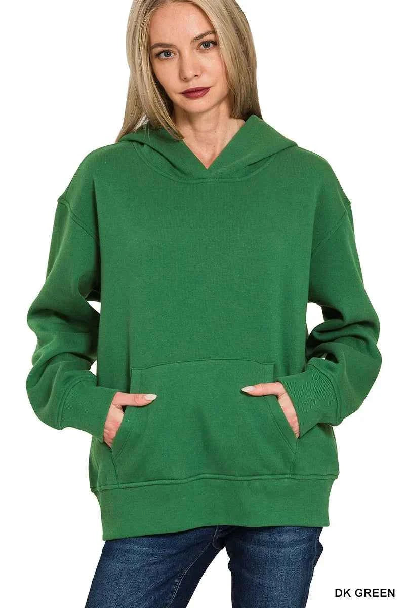 Zenana Fleece Kangaroo Pocket Hoodie DK GREEN 68a833113e774d38b06b75909eb0c14e-Max-Origin
