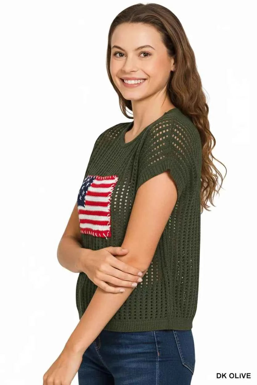 Zenana Viscose American Flag Openwork Knit Top 68afdea2-6f0e-4d98-a7e8-9abb2ea8b1a9-Max-Origin