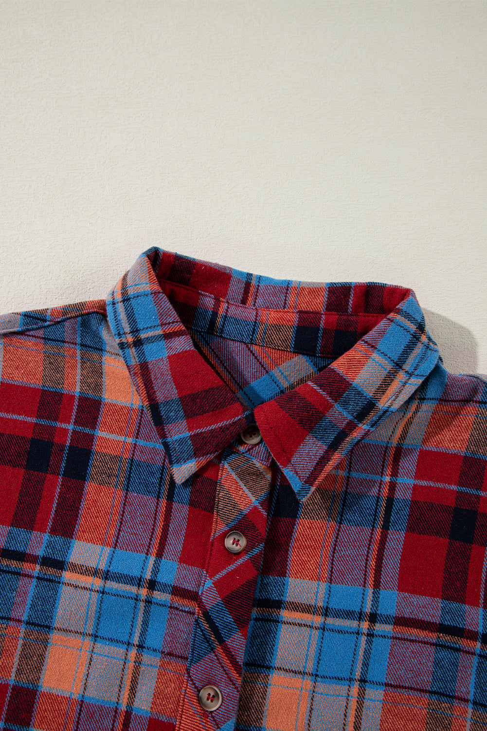Orange Plaid Print Pocket Loose Shirt Shacket 68be23422c6ab285
