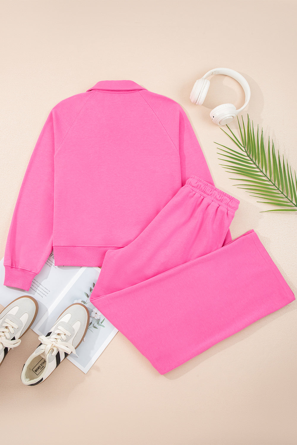 Wisteria Solid Color Collared Pullover and Central Seam Pants Set 68bf7a3f7c6941f8