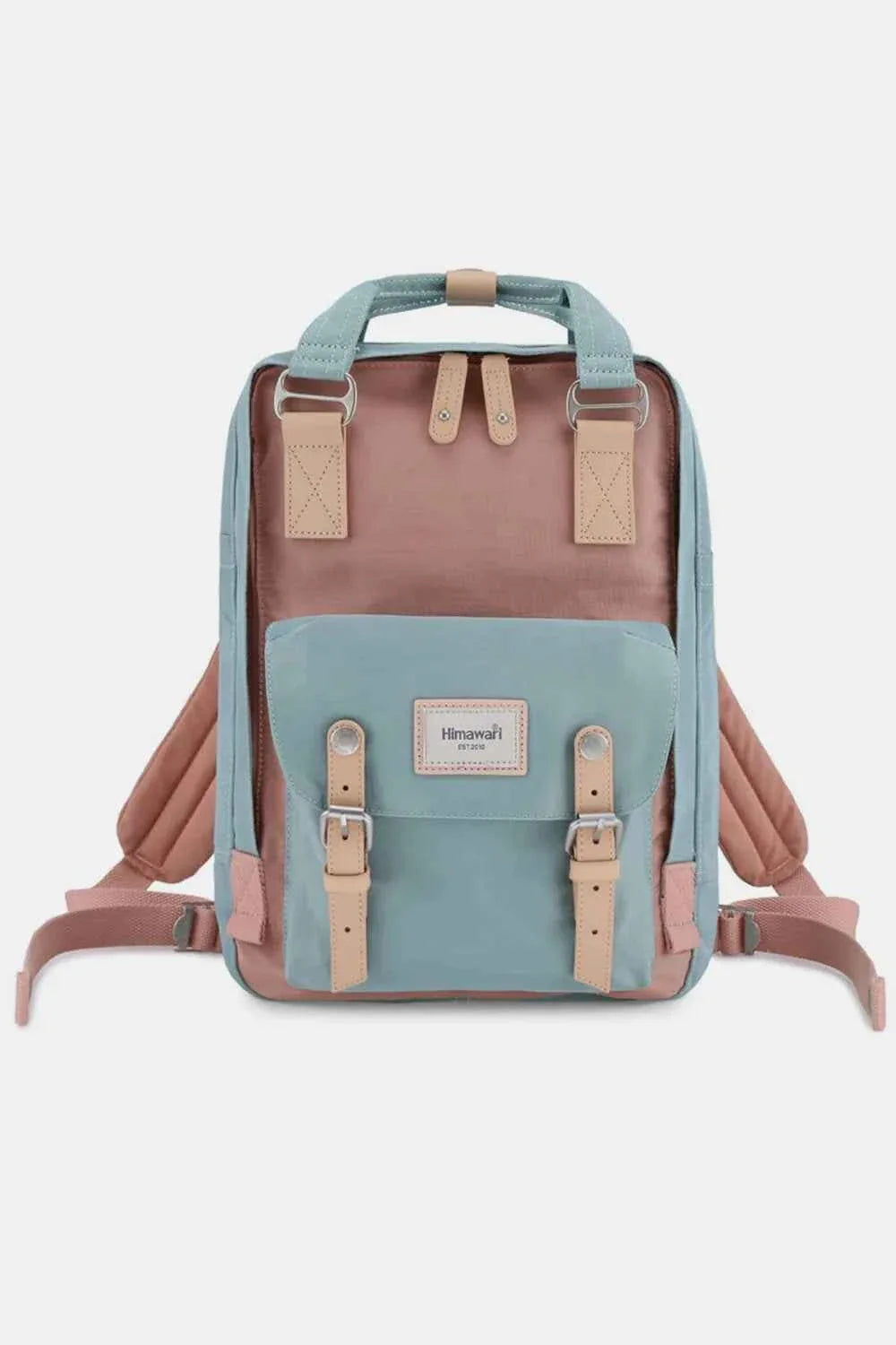 Himawari Contrast Waterproof Nylon Backpack Bag Blue Pink One Size 68c8cfc5-0ef9-4429-802e-1c13633d9437-Max