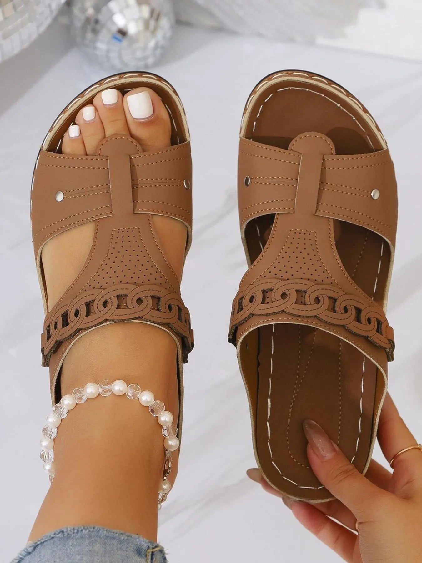 Casual Hollow Out Comfort Sandals Dark Brown 68cf8ff9-1566-4ebc-b570-f213480d5e89-Max-Origin