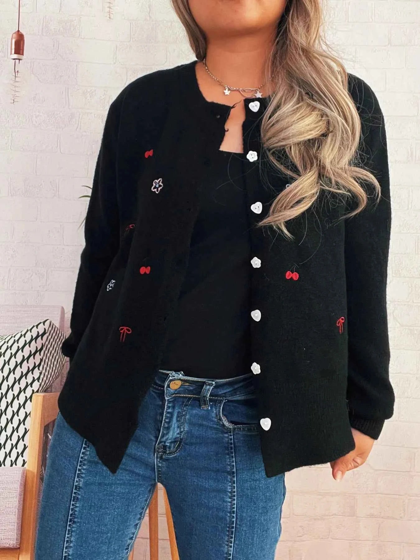 Ribbed Button-Front Knit Cardigan
