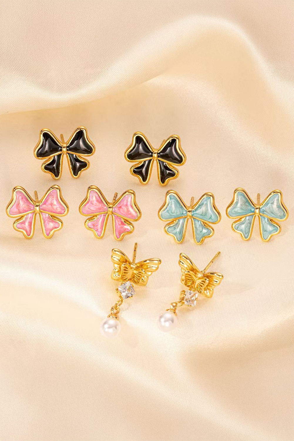 Light Pink Cute Bowknot Stud Earrings 68e2b8a0379a84d7