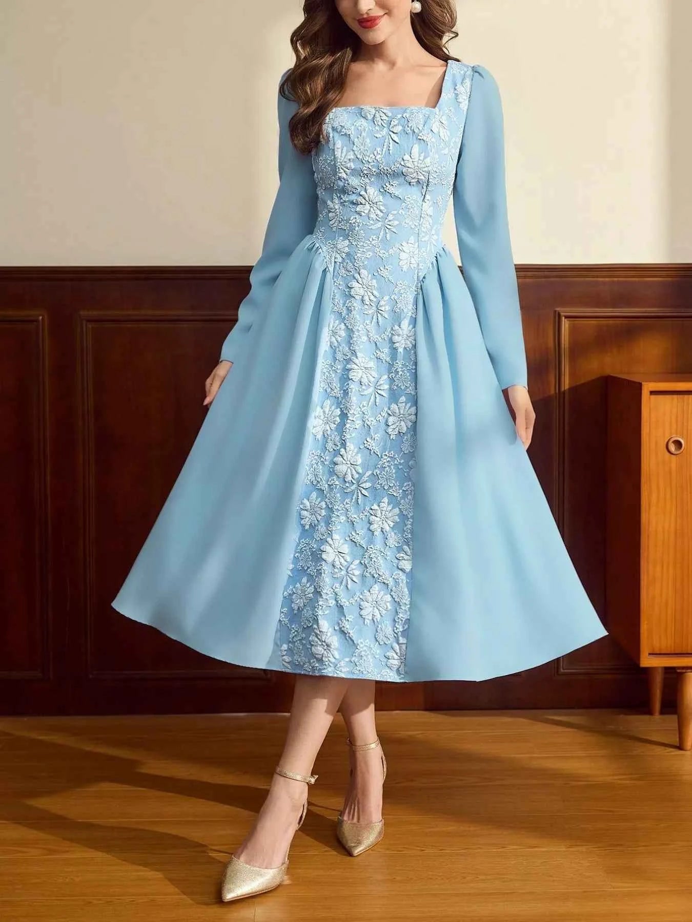 Floral Embroidered Long Sleeve A-Line Dress 68e3daa5-3e5c-48a4-8f92-d7f88998477b-Max-Origin