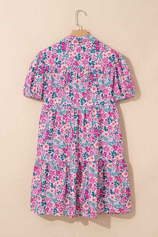 Floral Collared Half-Placket Short Sleeve Mini Dre 68e5a6ad-fac9-4cdf-95e2-ca3a858c7324
