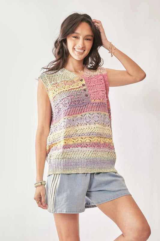 Multi Color Crochet Sleeveless Knit Vest Top 68e603369e7542649abd349ab1c8ac31-Max-Origin