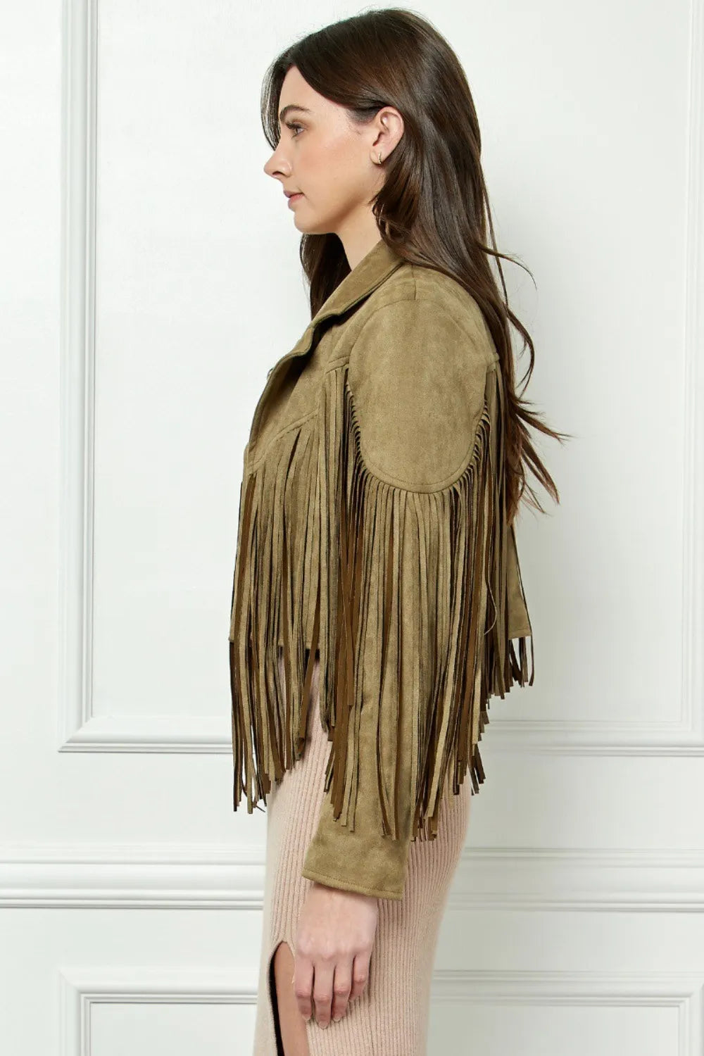 Veveret Suede Fringe Long Sleeve Moto Jacket 6903f1e8-5933-40ac-b82e-322e18d10718-Max