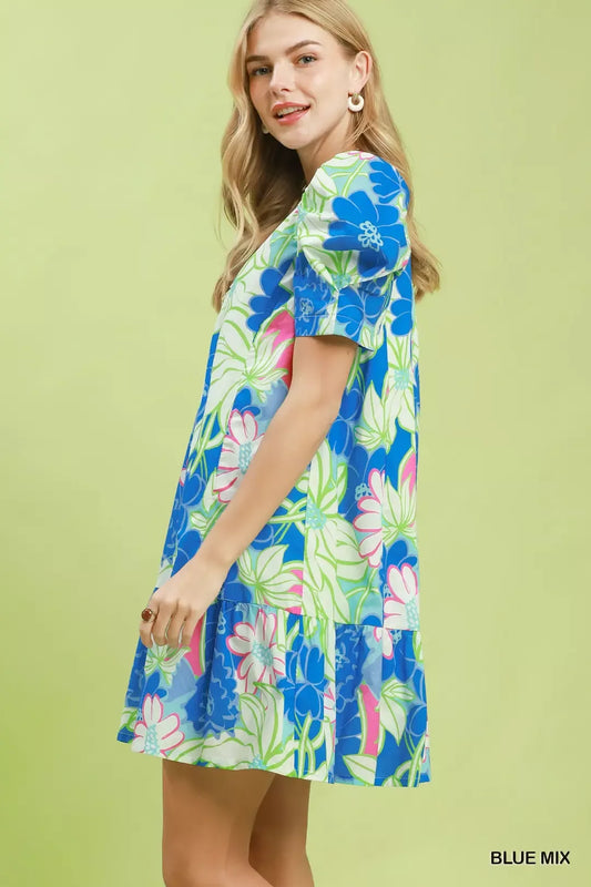Floral Puff Sleeve Tiered Mini Dress 692efa59-0887-4038-b857-cd5b9121a490-Max-Origin