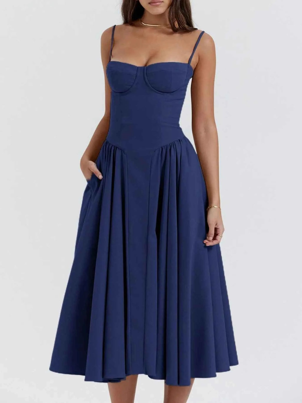 Sweetheart Neck Ruched Midi Dress 6933e9a6-eb70-46e7-b518-2ef48ccb7d4c-Max-Origin