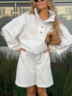 Snap Detail Long Sleeve Top and Shorts Set 693a1e1a-7b1e-4150-bc26-6abc2ca5d4ff-Max