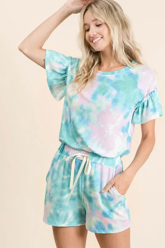 BiBi Tie Dye Print Casual Shorts with Twill 69524227-544b-4290-865d-4abda85079a3-Max-Origin