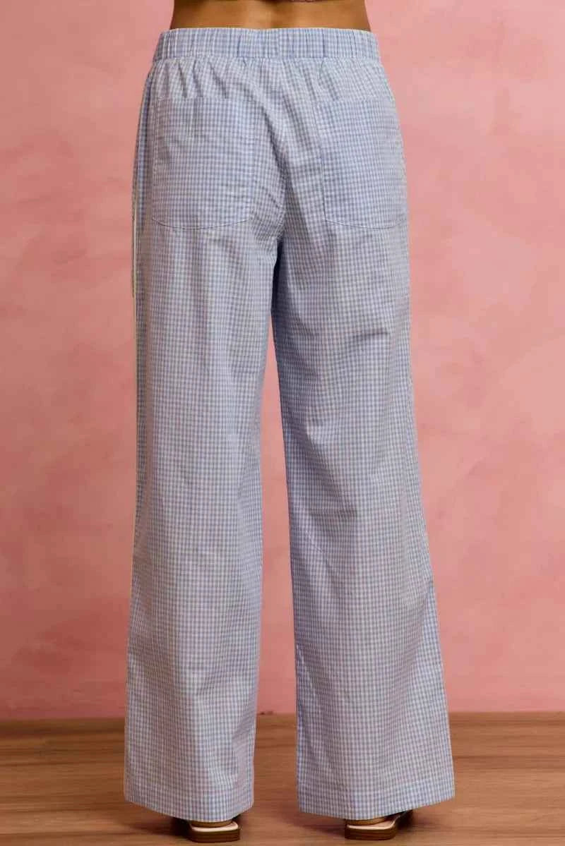 SO ME Wide Check Pants With Side Lace Trim And Piping 695c32a0d611435bbed1d13d63515e5a-Max-Origin