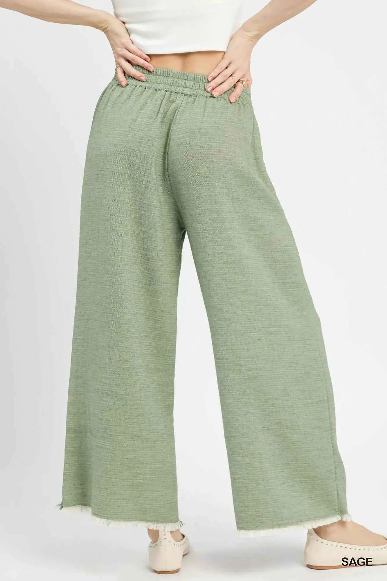 Umgee Frayed Hem Wide Leg Pants 6966d0bf-4fda-4097-8c0e-dd84a7c111ee-Max-Origin