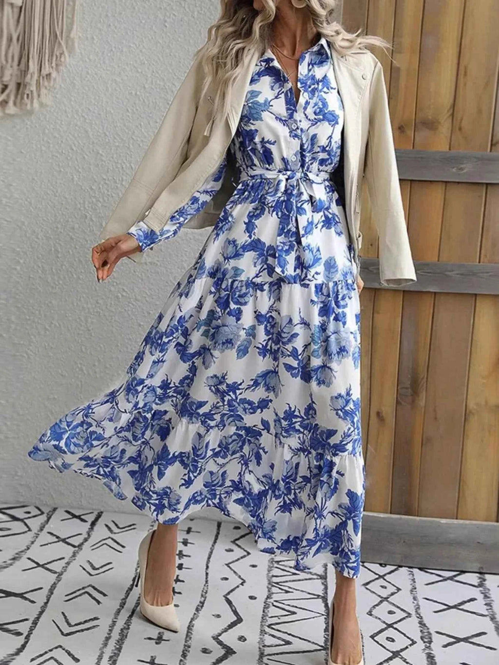 Printed Long Sleeve Shirt Dress 697313ea-0888-482d-93c7-5527d1a4a0b1-Max-Origin