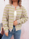 Striped Button-Up Long Sleeve Cardigan Apricot One Size 69ac63dfd68a448f9e02533187d74494-Max-Origin