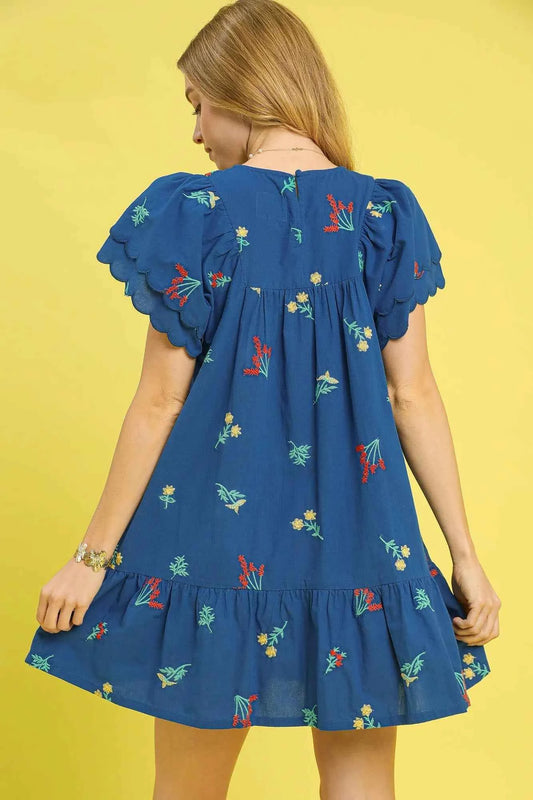 Floral Embroidered Short Sleeve Mini Dress 69b19f35-231a-4d6a-a4ac-5753f7e9a5c0-Max-Origin
