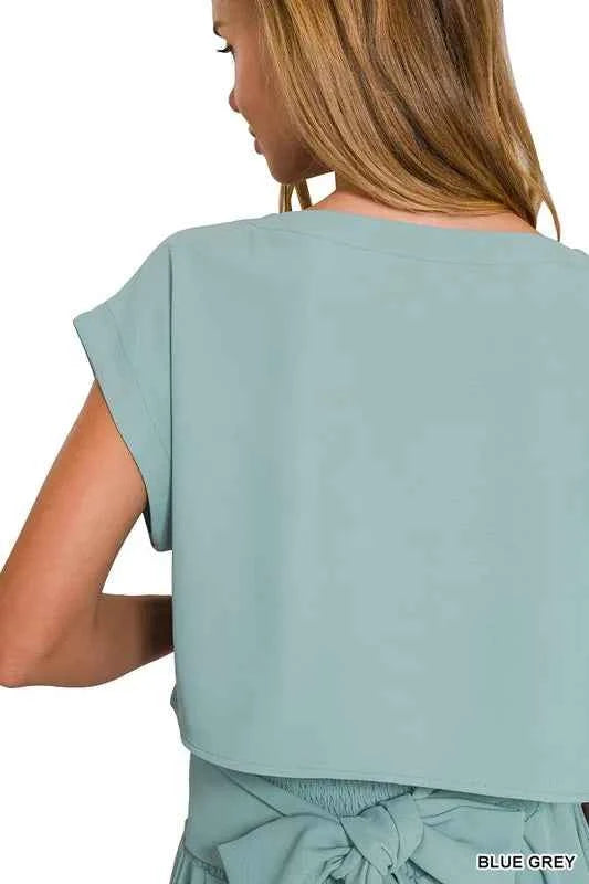 Zenana Heavy Woven Span Crop Tee & Skirt Set 69b967863b2d472aa2d9c2c141091438-Max-Origin