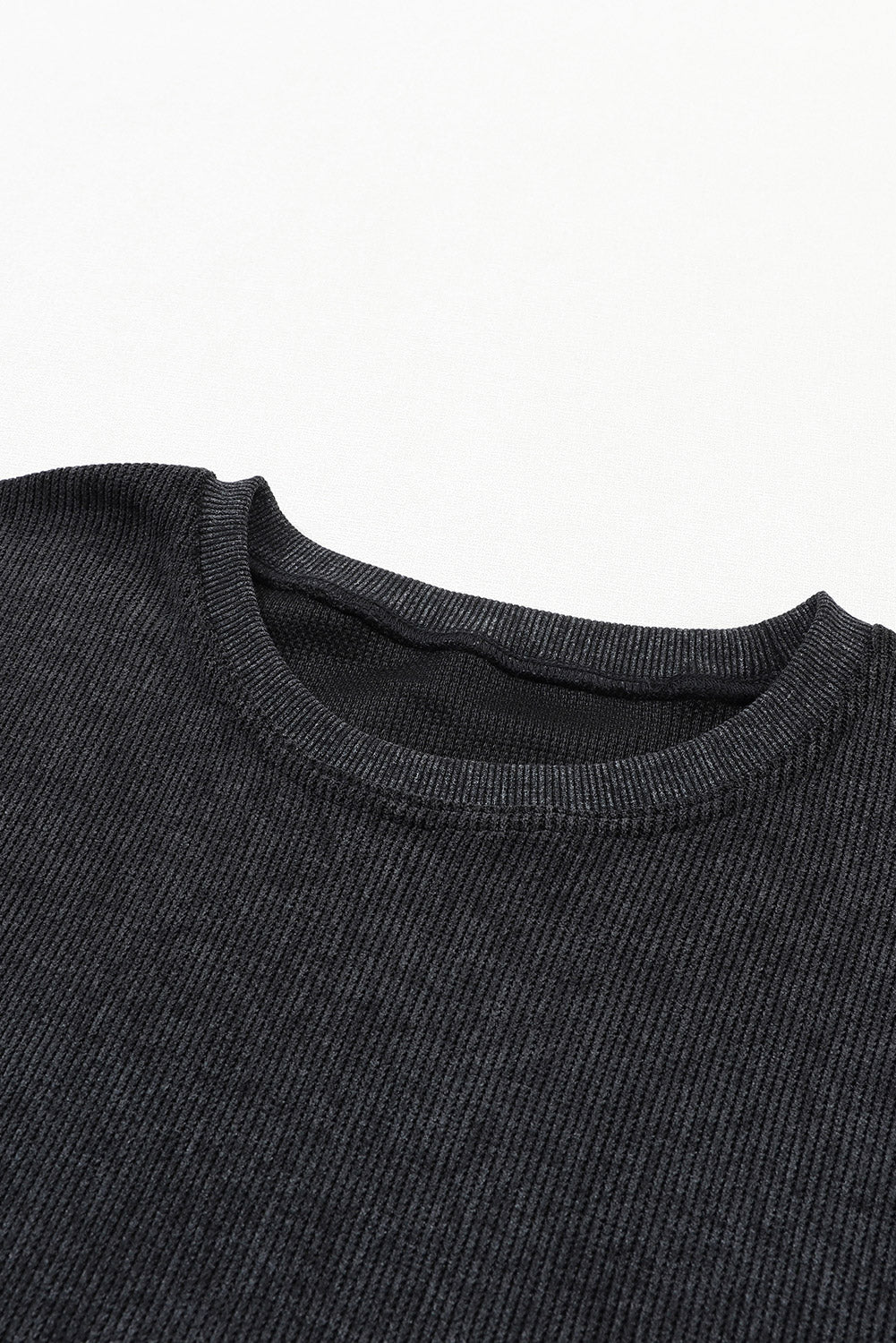 Green Ribbed Round Neck Drop Sleeve Pullover Sweatshirt 69bbc45841b398c1