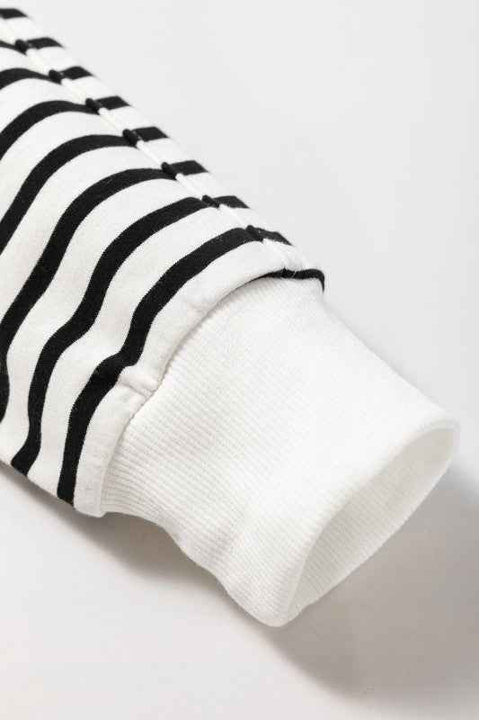Stripe Raglan Sleeve Side Slit Sweatshirt 69d9bb42-d03d-48ad-a2a5-241b5ee666ba