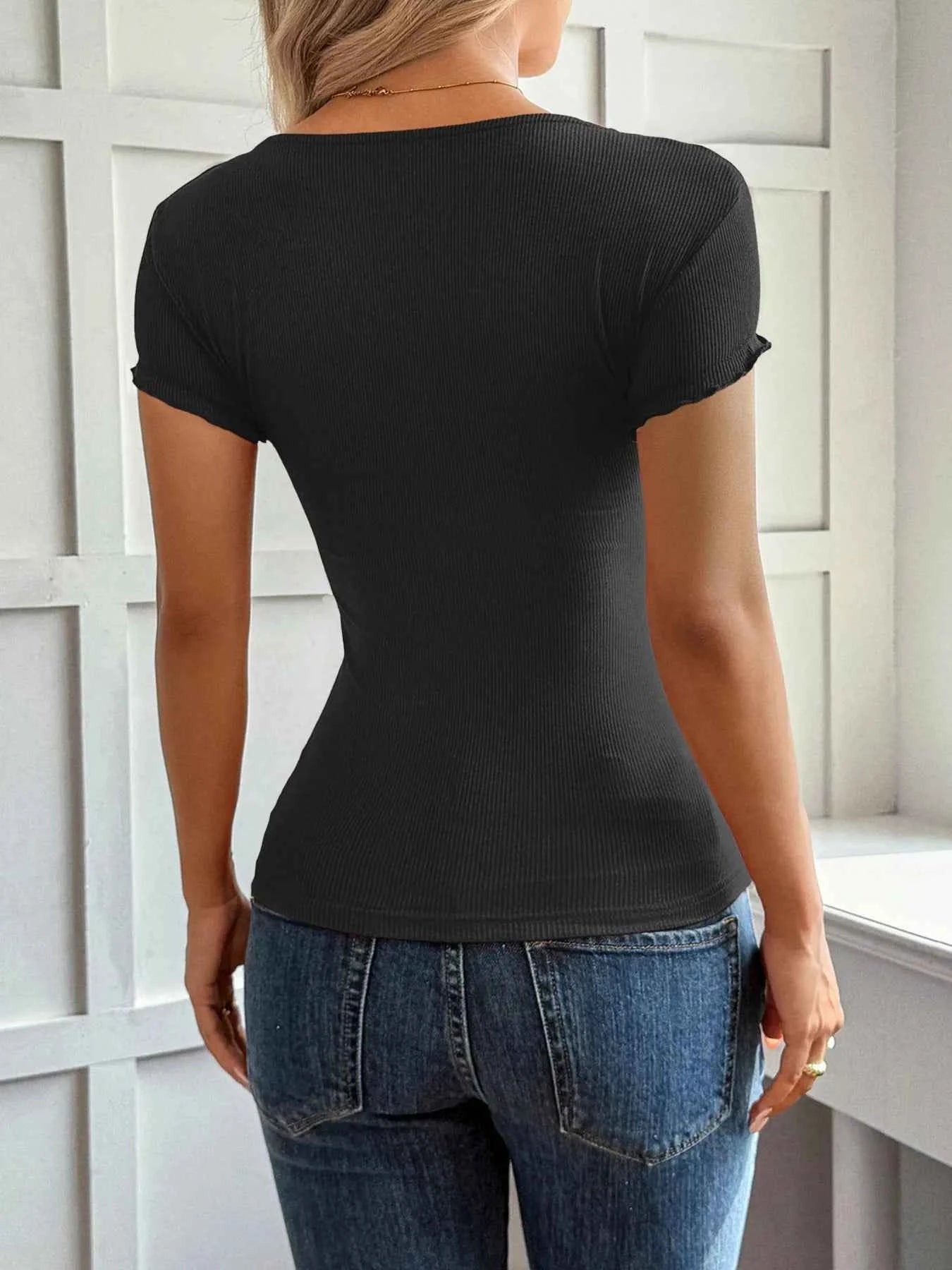 Lace Detail Short Sleeve T-Shirt 69dd58f02c424ac8bdac01f84fe221ab-Max-Origin