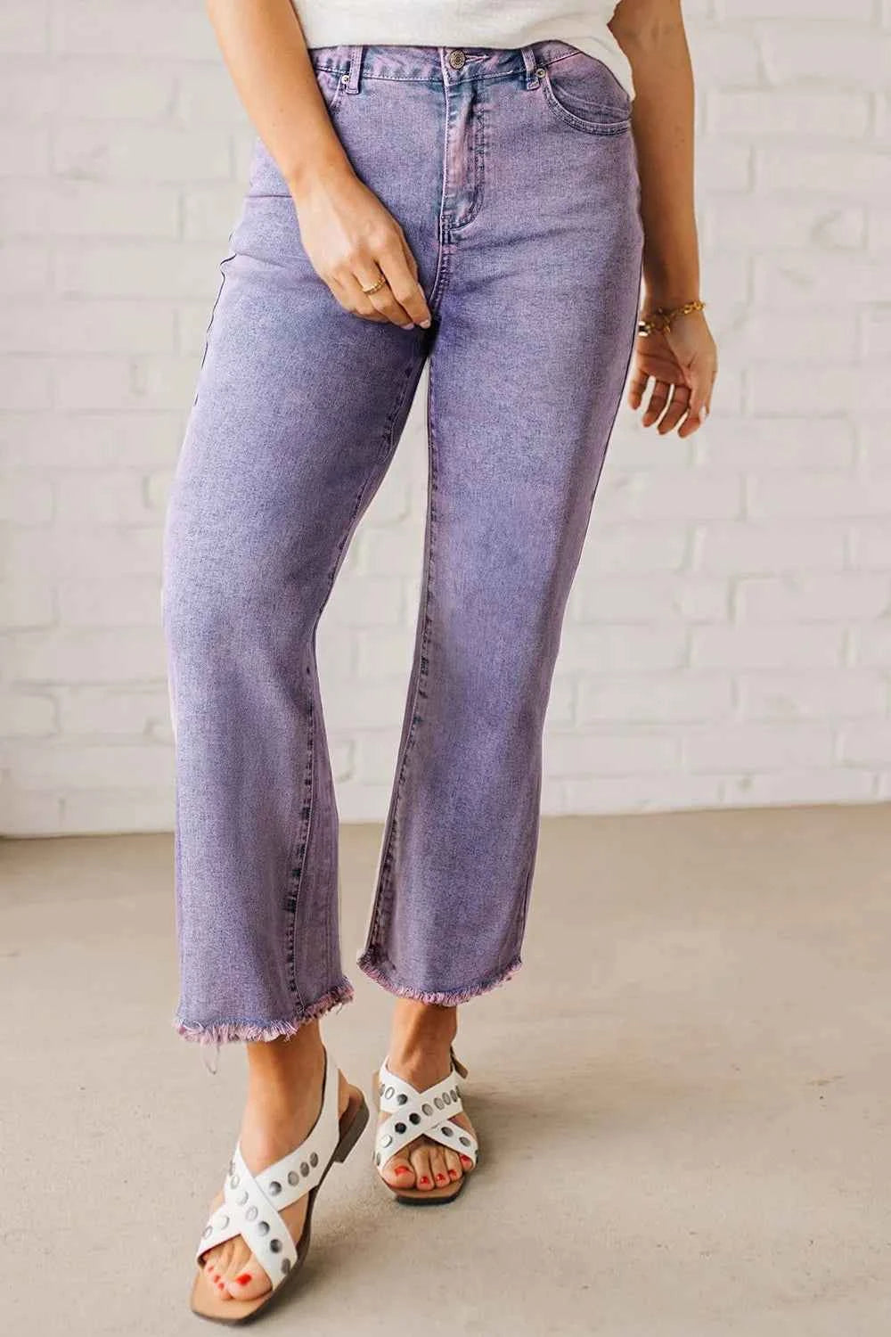 Washed Raw Hem Cropped Jeans Mauve 69ddc7ba-86cb-4cae-99bc-e4d3fbe76f51-Max-Origin