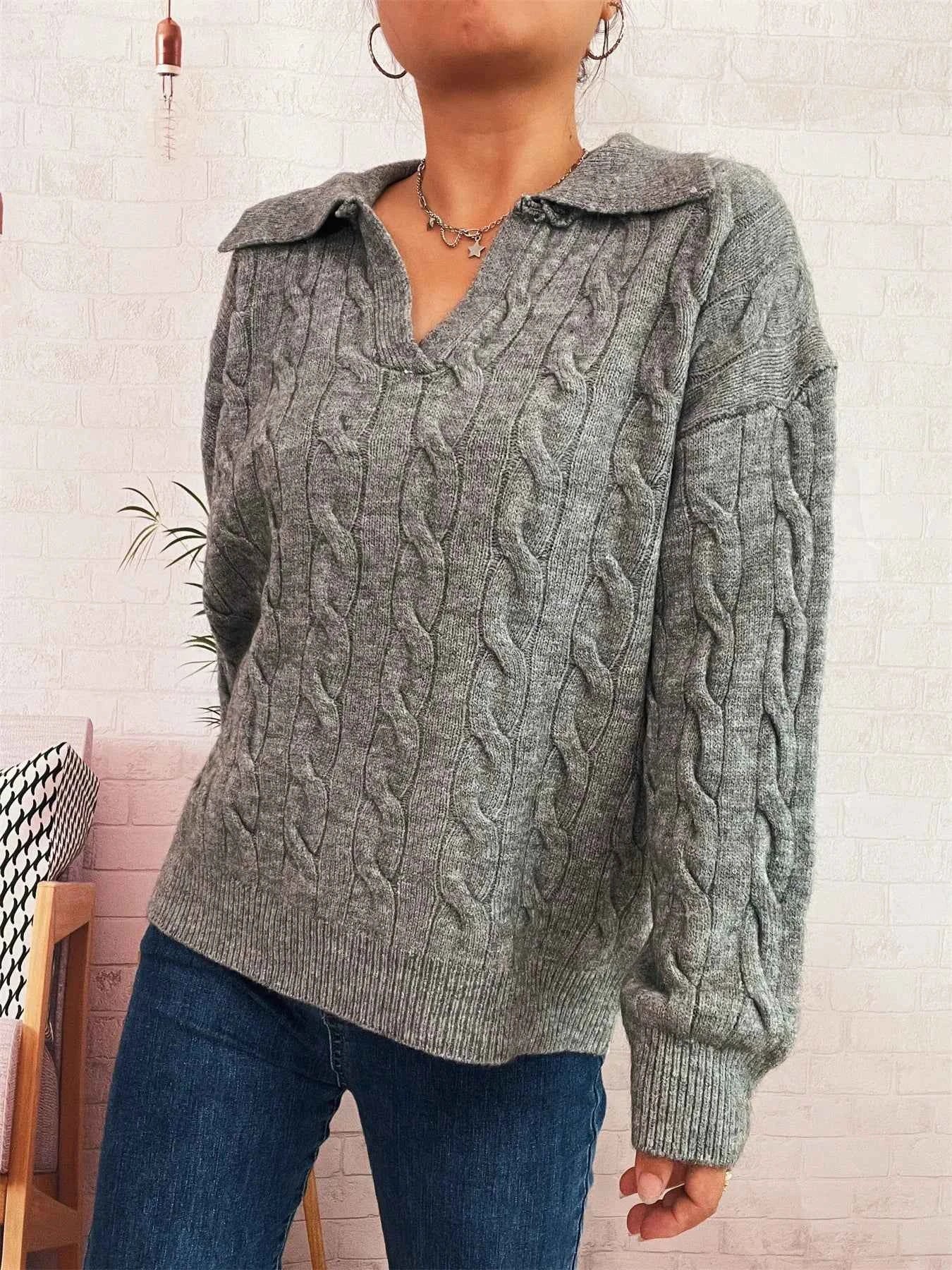 Cable Knit Johnny Collar Sweater 69e6e71a01b744bb965ba03283f235ca-Max-Origin