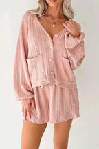 Cable Knit V Neck Cardigan and Shorts Set 69f0d22b-647b-489a-bf59-e8a5c49f2b41-Max-Origin