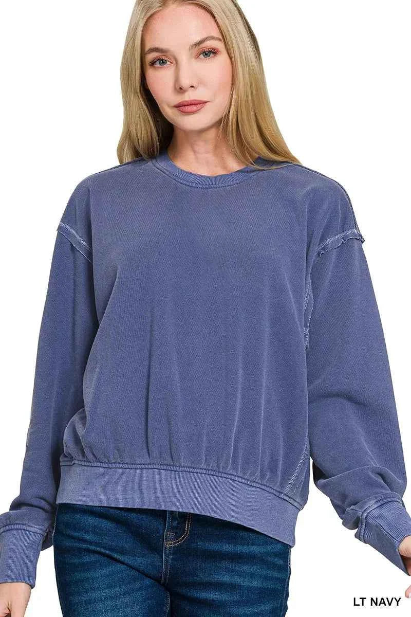 Soft Fleece Pigment Dye Round Neck Pullover LT NAVY 69fa1cf2ab904540a896dd5d99548100-Max-Origin