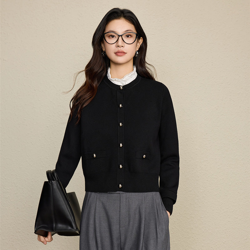 The Lace-Collar Pocket Knit Cardigan 6DE3B2048265A178178CF26124D31092